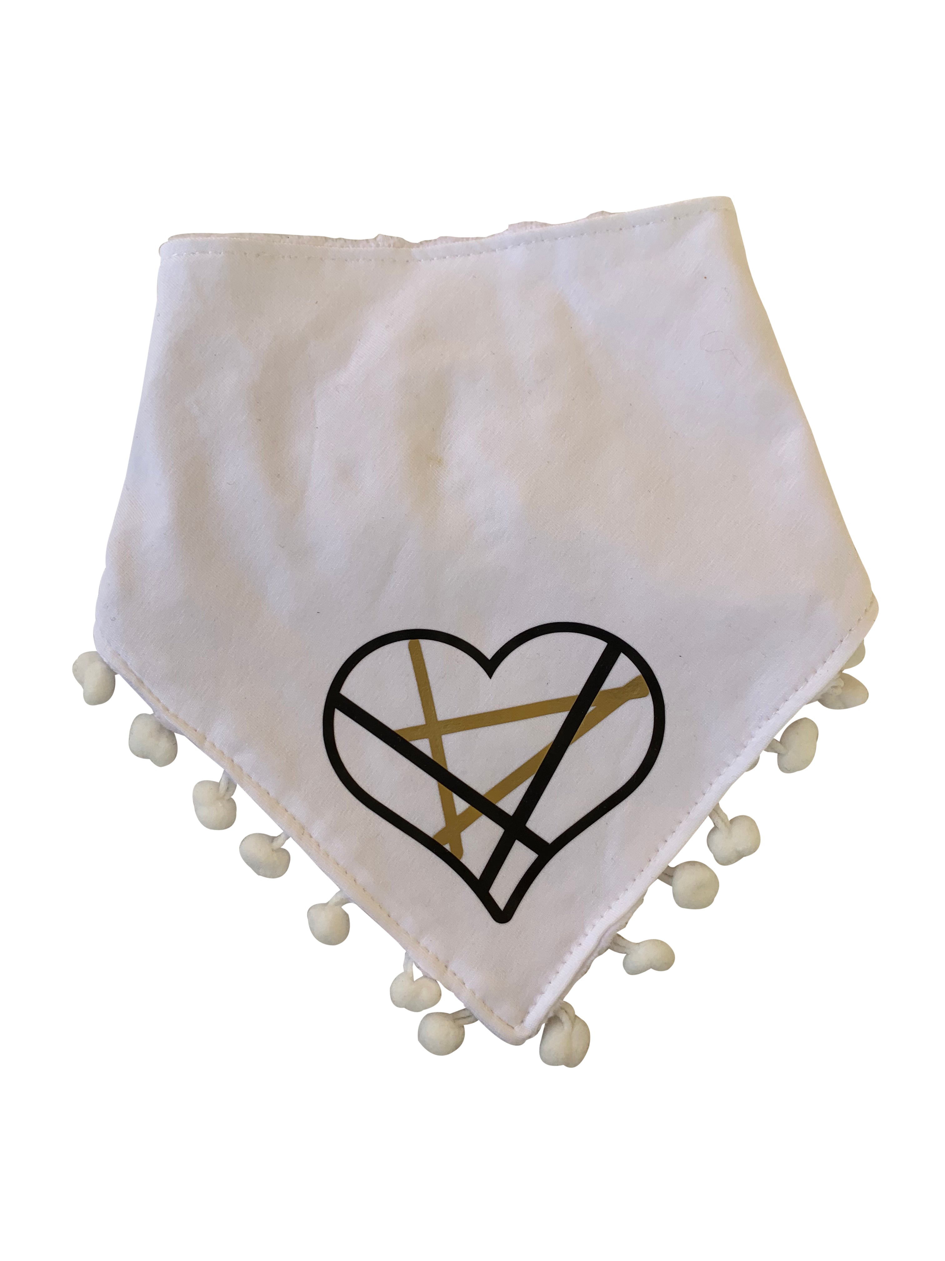 White CHIC with Black & Gold stripe heart bib, hat, pacifier clip DELUXE GIFT SET