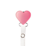 Classy Paci Ombre Pink Heart, Mauve metallic leather, girl baby pacifier clip