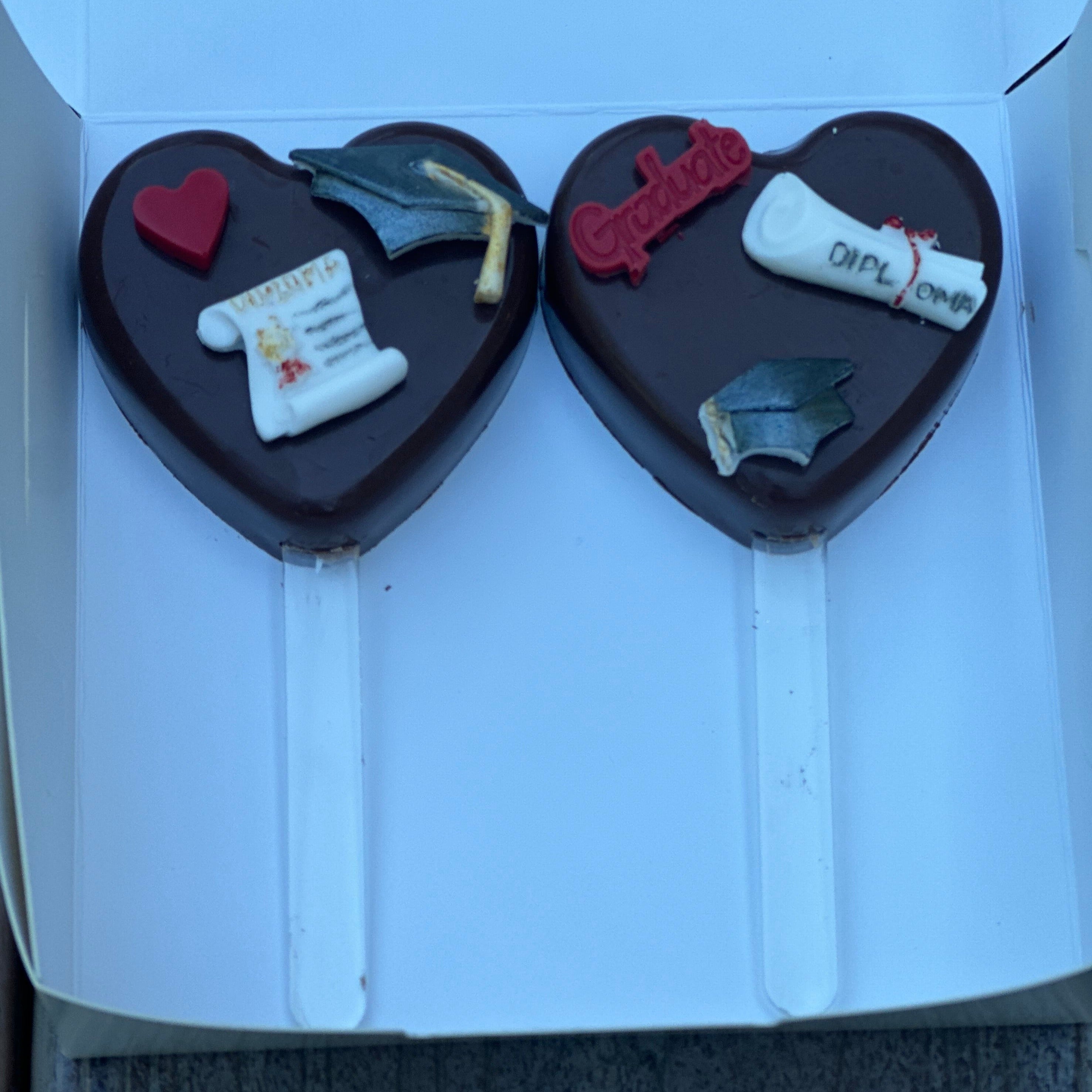 Classy Pops Heart Chocolate - Graduation themed