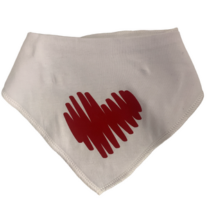 White with Red Doodle heart bib and clip GIFT SET