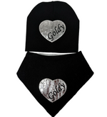 Black with silver circle croc bib hat and clip DELUXE GIFT SET