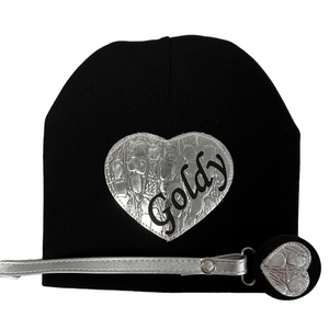 Silver Crocodile leather Heart hat and clip GIFT SET