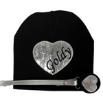 Black with silver  Heart croc  bib hat and clip DELUXE GIFT SET