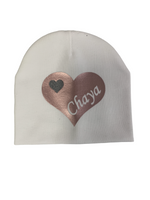 White mauve pink  heart bib hat and clip DELUXE GIFT SET