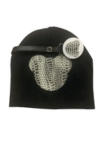 Black and white Crocodile leather Teddy hat and clip GIFT SET