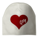 White red heart bib hat and clip DELUXE GIFT SET