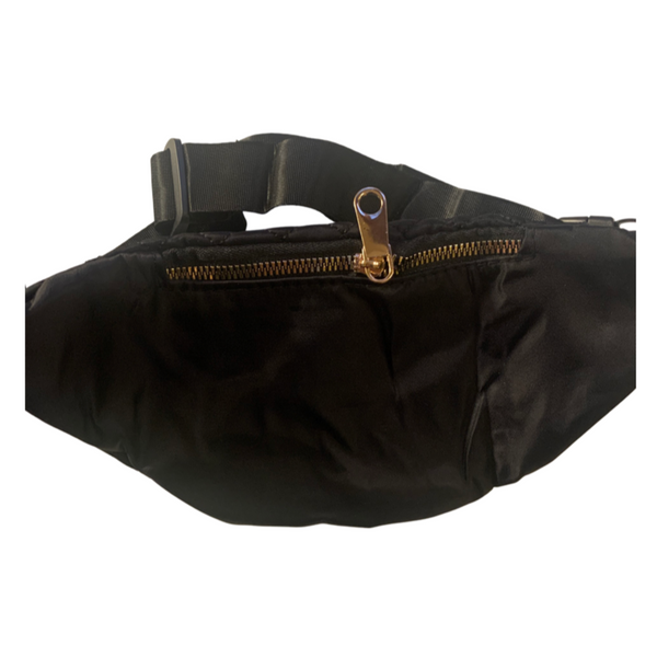 Black or Grey quilted Fanny pack with gold zippers Classy Paci