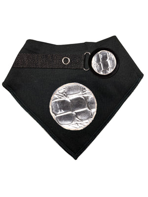 Black with silver circle croc bib hat and clip DELUXE GIFT SET