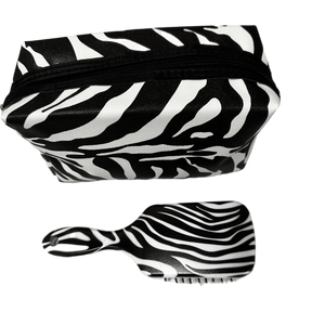 Zebra black and white cosmetic bag with brush gift set