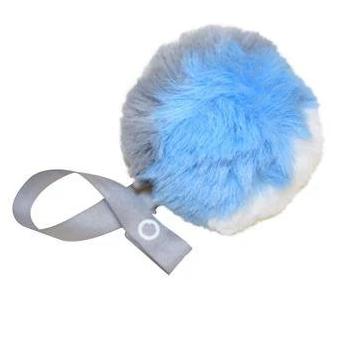 Tri Color Gray, Blue & White Fur Pom Pom