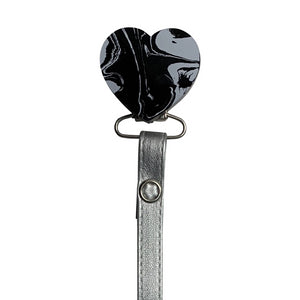 Classy Paci MARBLE black and white heart pacifier clip