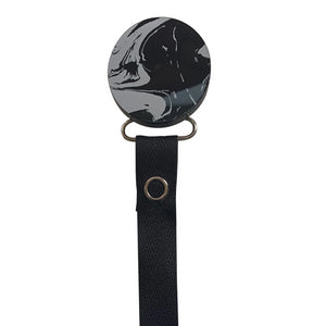 Classy Paci MARBLE black and white round pacifier clip