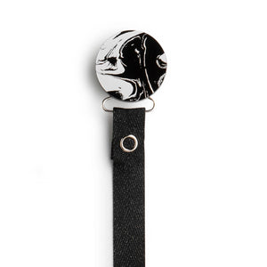 Classy Paci MARBLE black and white round pacifier clip with Bibs b/w glow pacifier GIFT SET
