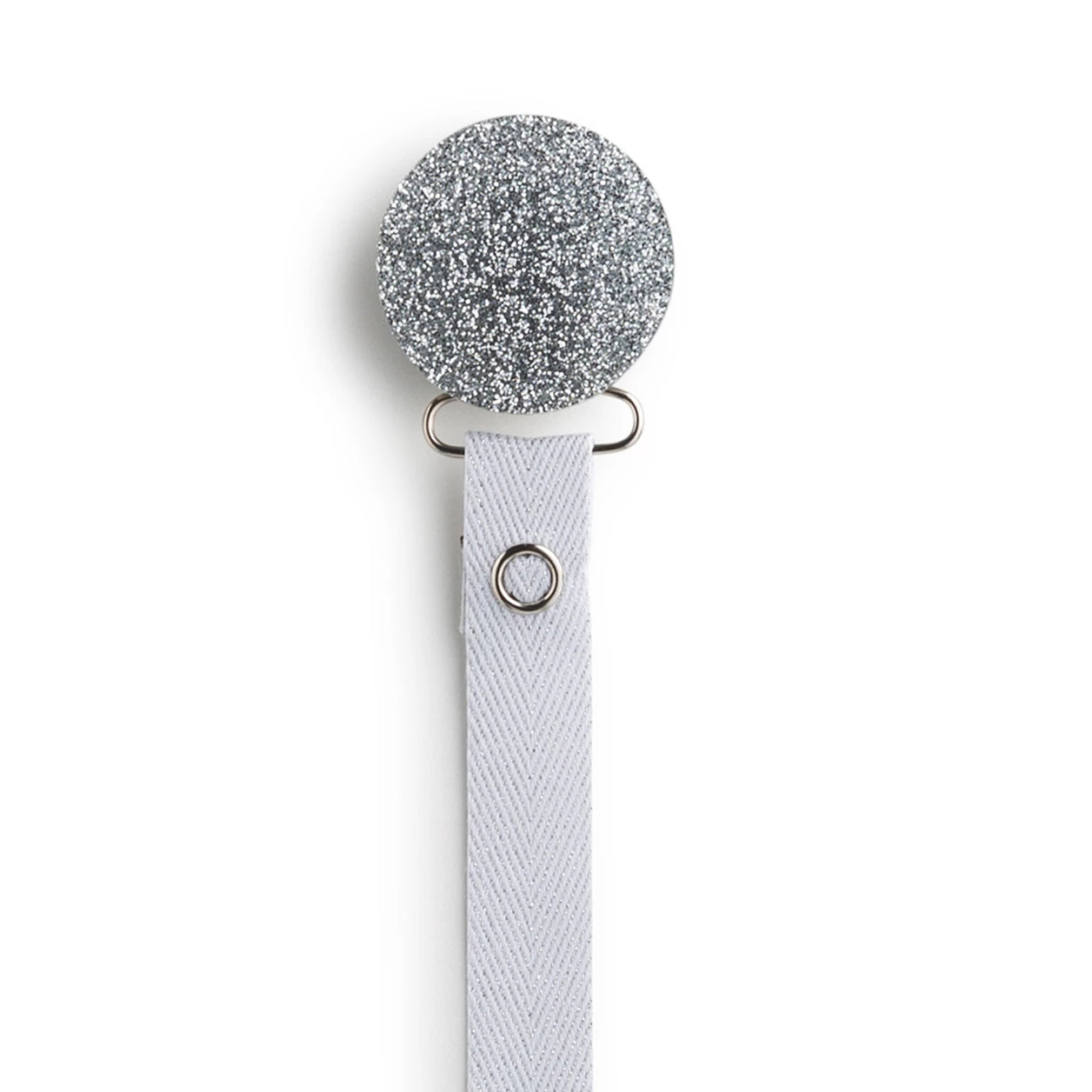 Classy Paci TWINKLE  Silver Round pacifier clip