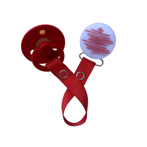 Classy Paci Doodle Red Round clip with Bibs pacifier GIFT SET