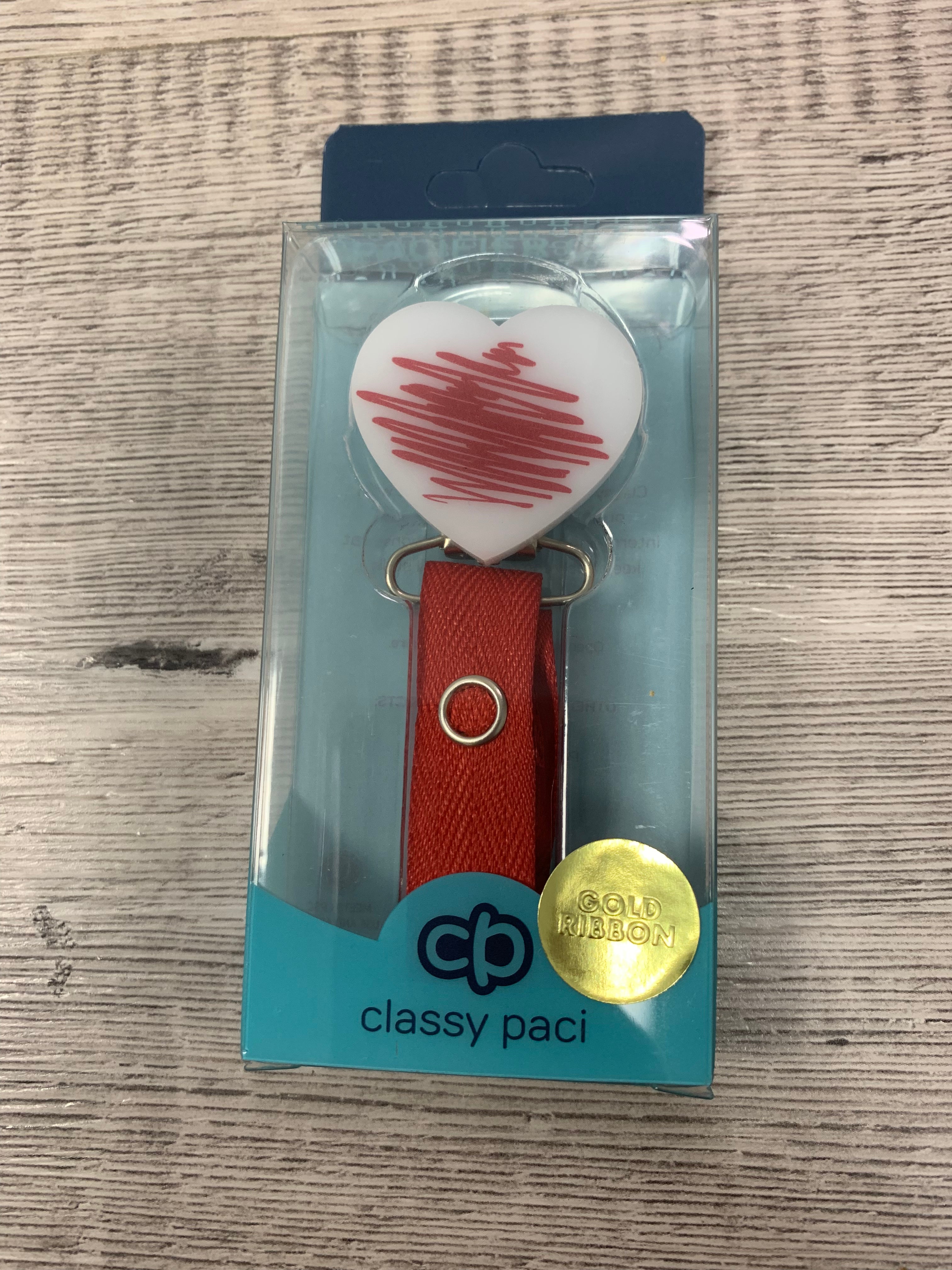 Classy Paci DOODLE Red Heart pacifier clip