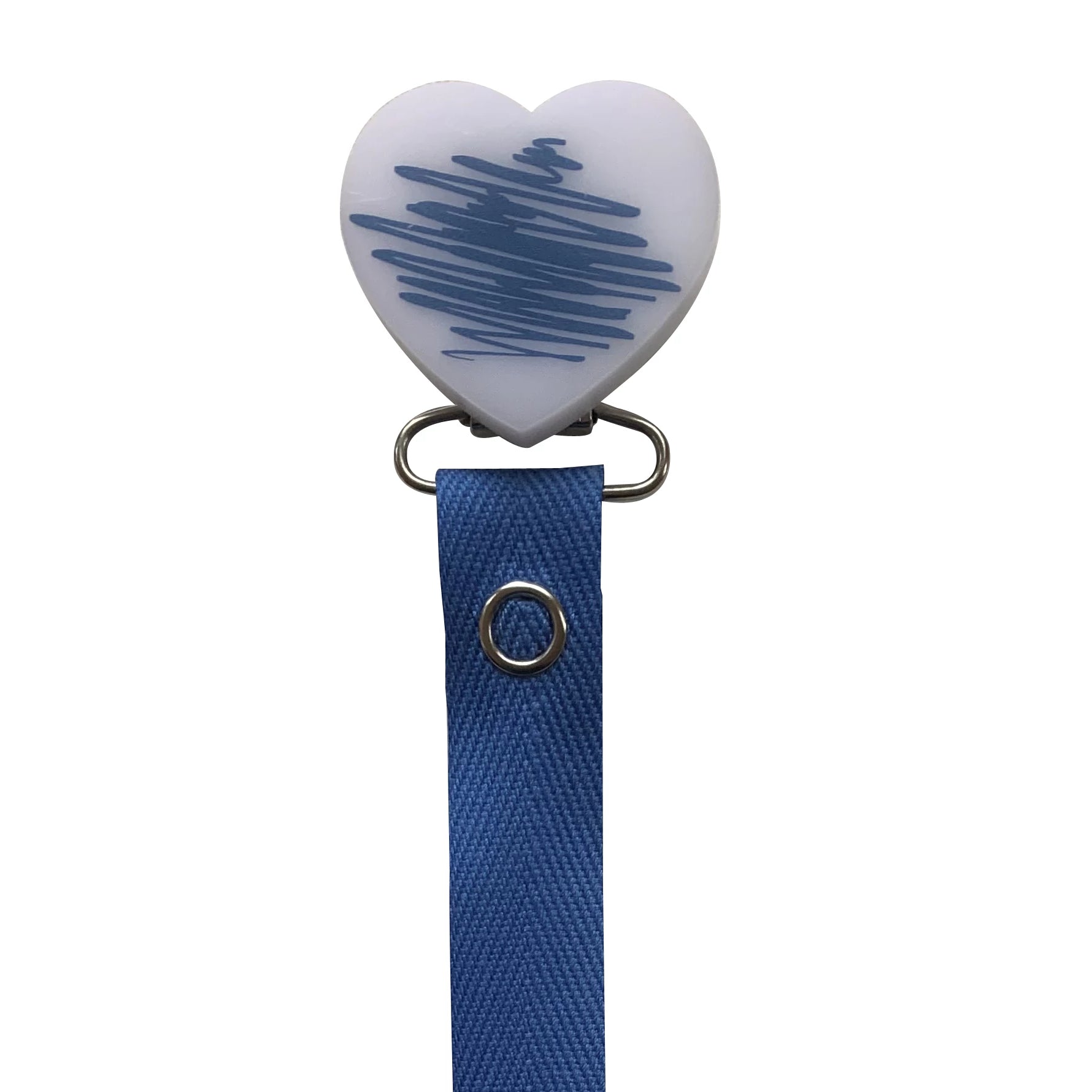 Classy Paci DOODLE blue denim heart pacifier clip