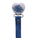 Classy Paci DOODLE blue denim heart pacifier clip