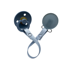 Classy Paci Sleek Grey Round clip with Bibs silver pacifier GIFT SET