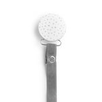 Classy Paci CHIC Grey Silver Polka Dot Round clip with Bibs pacifier GIFT SET