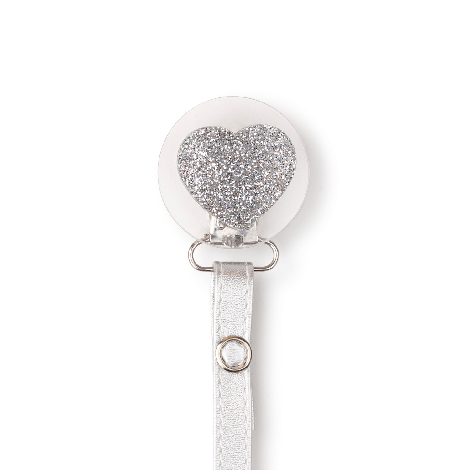Classy Paci Clear with Silver heart  clip with Bibs pacifier GIFT SET