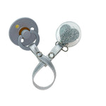 Classy Paci Clear with Silver heart  clip with Bibs pacifier GIFT SET