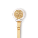 Classy Paci Clear with Gold Sparkle Circle pacifier clip