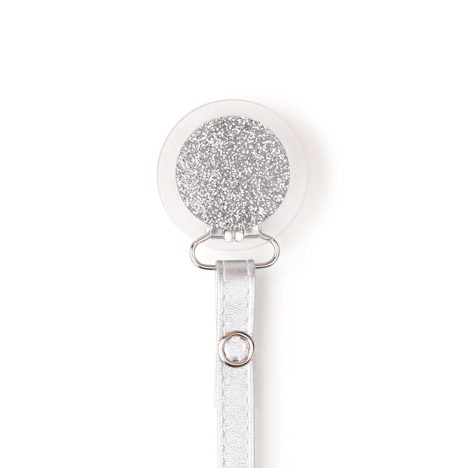 Classy Paci Clear with Silver circle pacifier clip