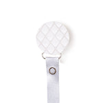 Classy Paci White quilted look circle clip with Bibs pacifier GIFT SET