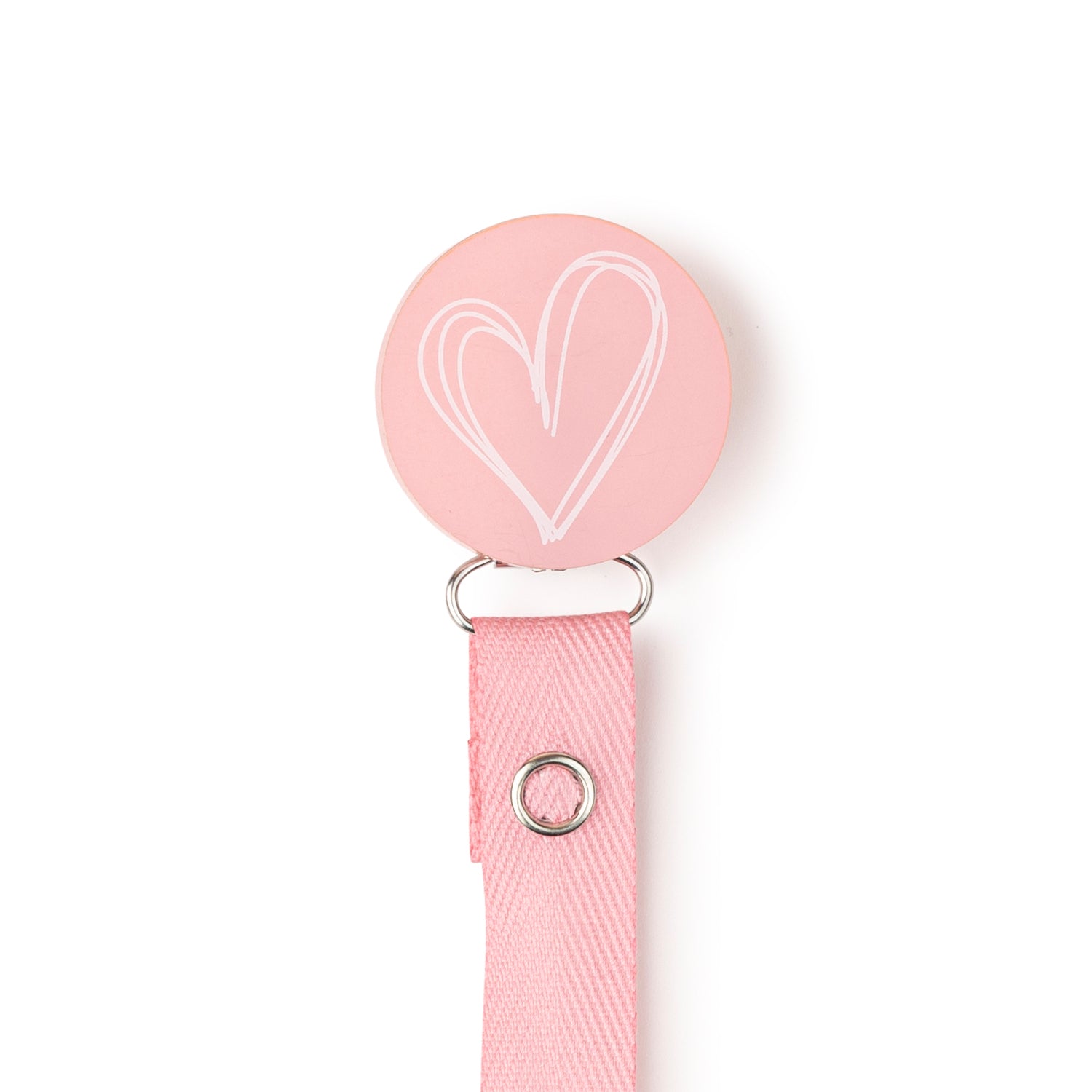 Classy Paci blush pink drawn white heart pacifier clip