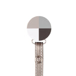 Classy Paci Hues of Grey Black Sand White Colorblock circle pacifier clip