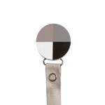 Classy Paci Hues of Grey Black Sand White Colorblock circle pacifier clip