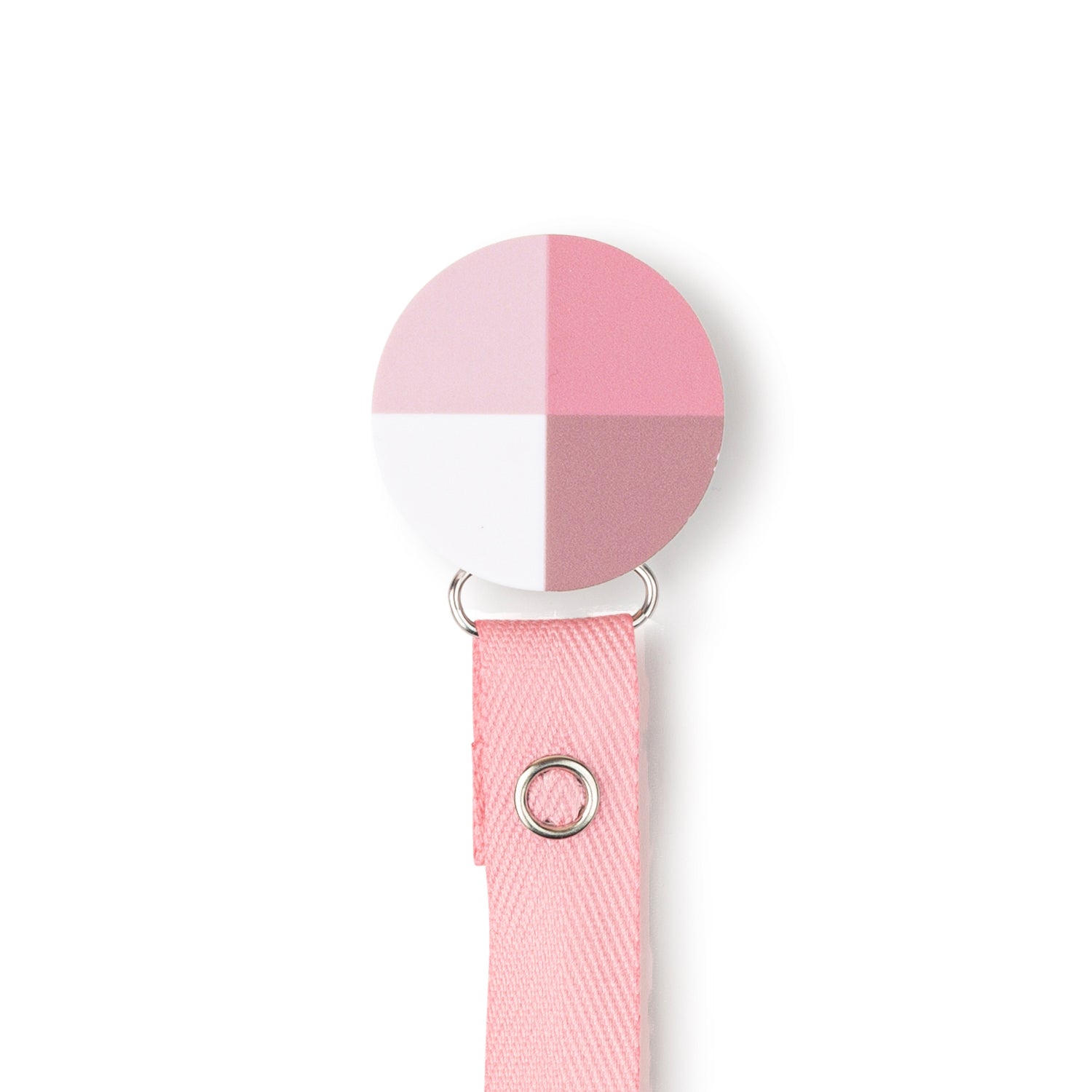 Classy Paci Hues of Pink blush, mauve Colorblock circle pacifier clip