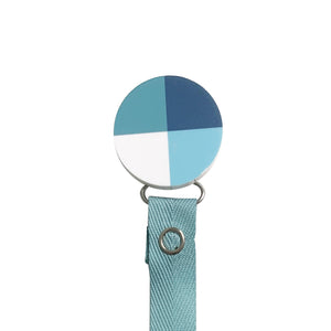 Classy Paci Hues of Blues Colorblock circle clip with BIBS pacifier GIFT SET