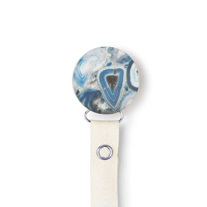 Classy Paci Cobalt blue Agate  circle clip with BIBS pacifier GIFT SET