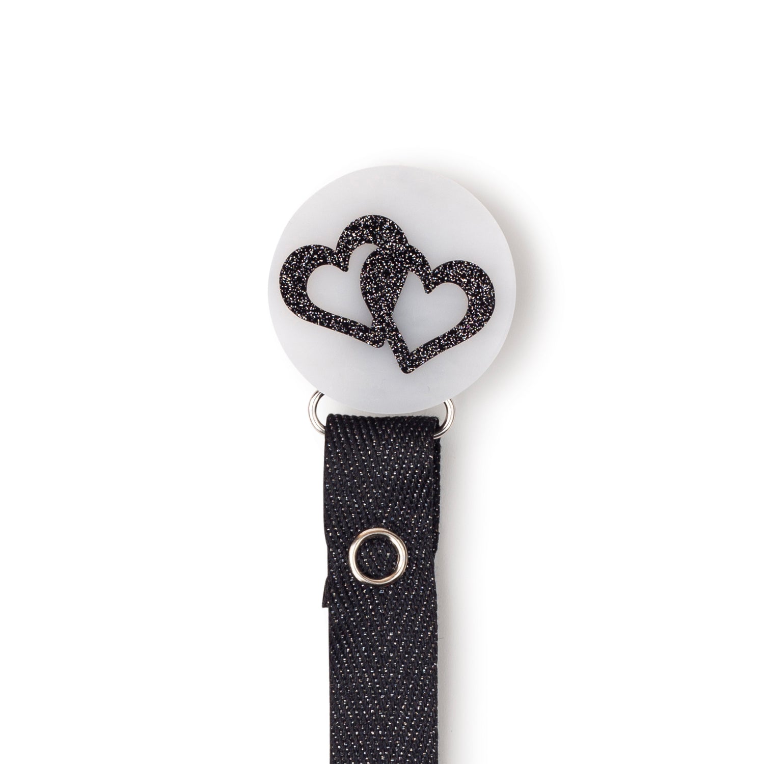 Classy Paci Marble black white onyx heart circle pacifier clip