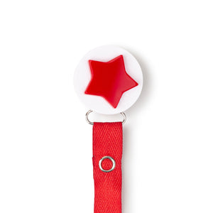 Classy Paci Red white 3-d star circle clip with BIBS pacifier GIFT SET