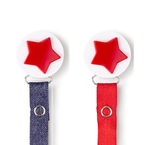 Classy Paci Red white 3-d star circle pacifier clip