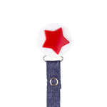 Classy Paci Red white 3-d star circle clip with BIBS pacifier GIFT SET