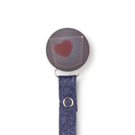 Classy Paci Denim Heart Pocket circle pacifier clip