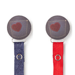 Classy Paci Denim Heart Pocket circle pacifier clip