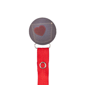 Classy Paci Denim Heart Pocket circle clip with BIBS pacifier GIFT SET