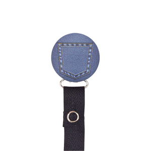 Classy Paci Jean Denim Pocket circle clip with BIBS pacifier GIFT SET