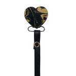 Classy Paci MARBLE black and gold heart pacifier clip