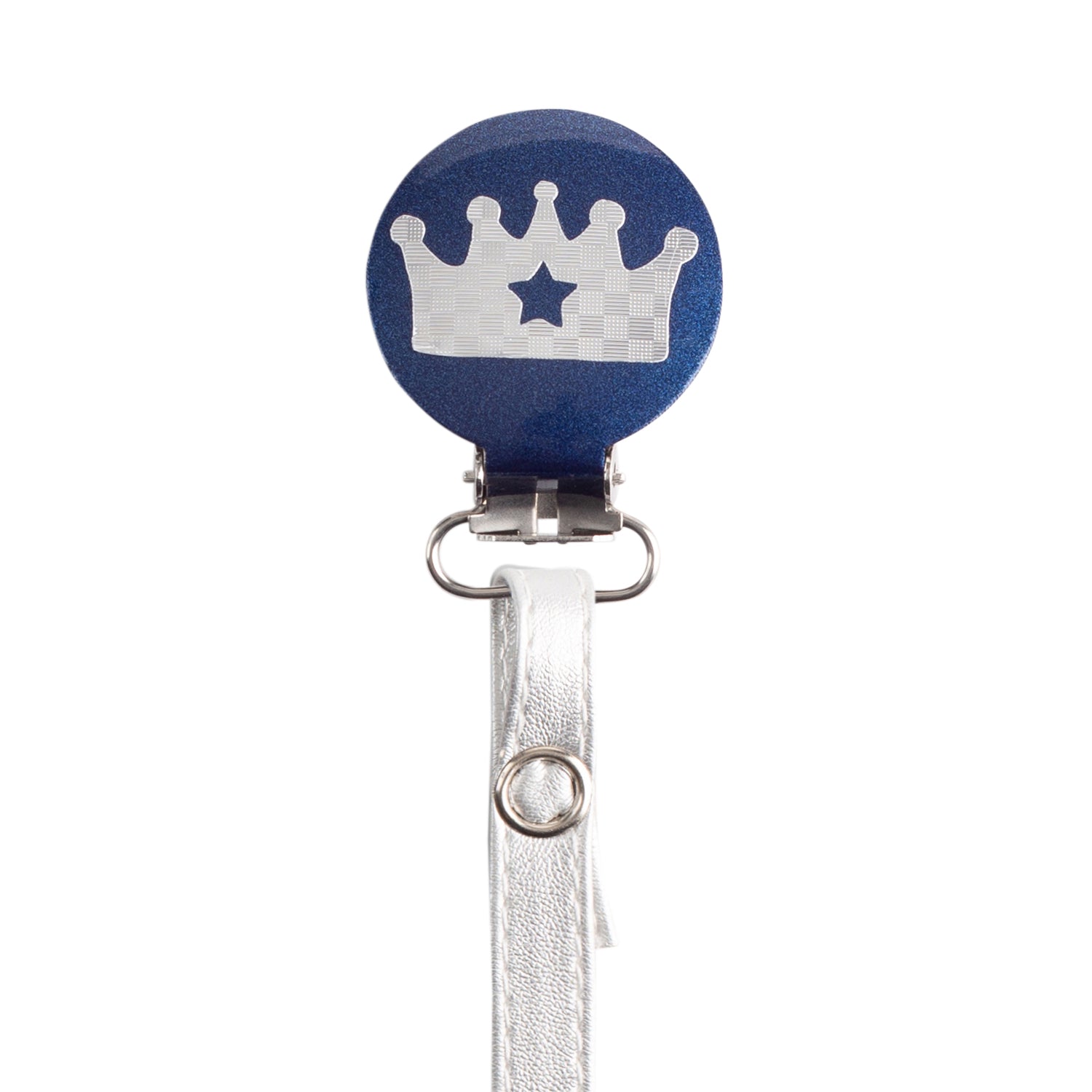 Classy Paci Navy & Silver Noble Crown Pacifier Clip FW21-22