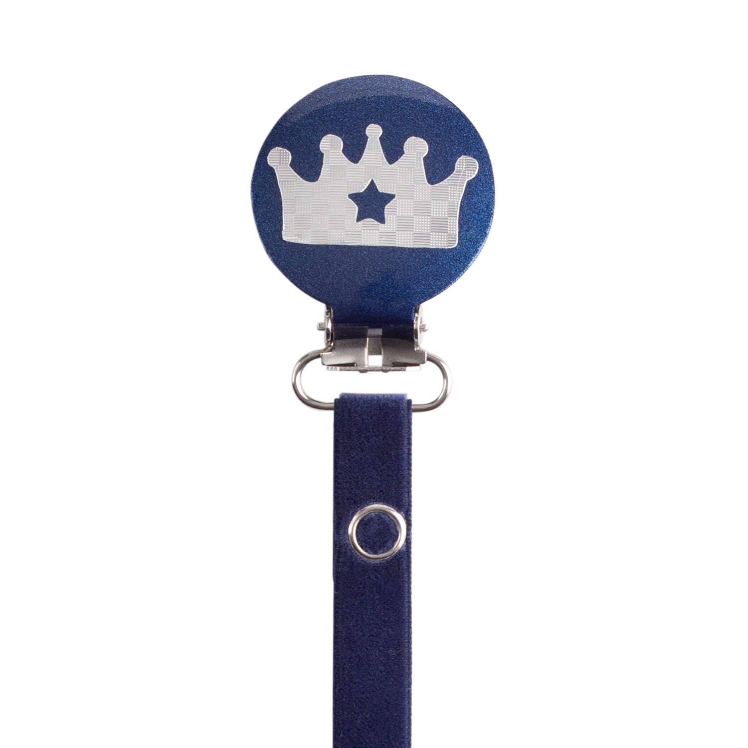 Classy Paci Navy & Silver Noble Crown Pacifier Clip FW21-22