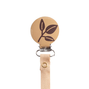 Classy Paci Tan with Brown Leaf pacifier clip GIFT SET FW21-22