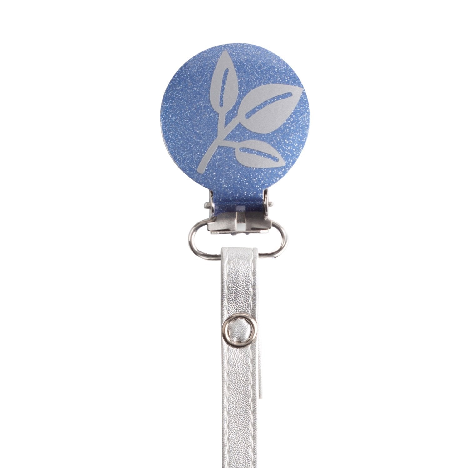 Classy Paci Sparkle blue with silver grey leaf Pacifier Clip GIFT SET FW21-22