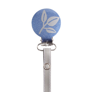 Classy Paci Sparkle blue with silver grey leaf Pacifier Clip FW21-22