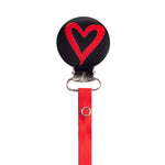 Classy Paci Black & Red Heart Amour Pacifier Clip FW21-22